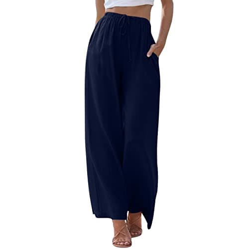 Women's Linen Summer Palazzo Pants with Pockets