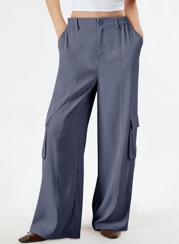 Dokotoo Women's Wide Leg Flowy Stretch Palazzo Pants with 4 Pockets