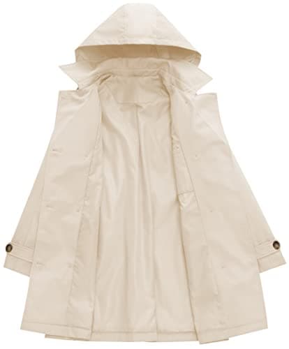 Chrisuno Women's Mid-Length Double Breasted Trench Coat with Hood