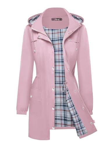 Women's Lightweight Raincoat | S-XXL Plaid Hooded Waterproof:Trench Coat by Bloggerlove