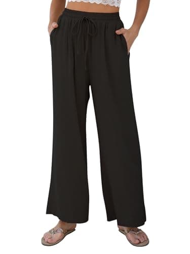 FLAVOFIIT Women's Summer Wide-Leg Linen Palazzo Pants with Pockets