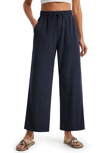 Libin Women's Wide Leg Linen Palazzo Pants High Waist Casually Cropped