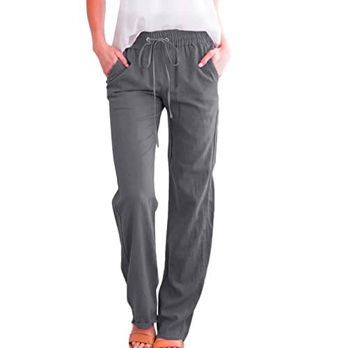 Casual Women's Lightweight Cotton Linen Drawstring Pants