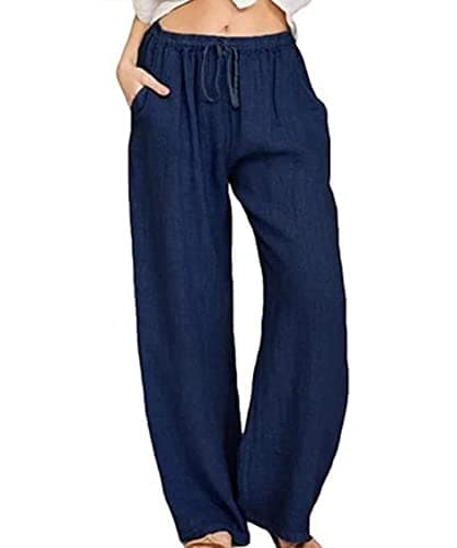 Yoeasy Women's High-Waisted Cotton Linen Drawstring Pants