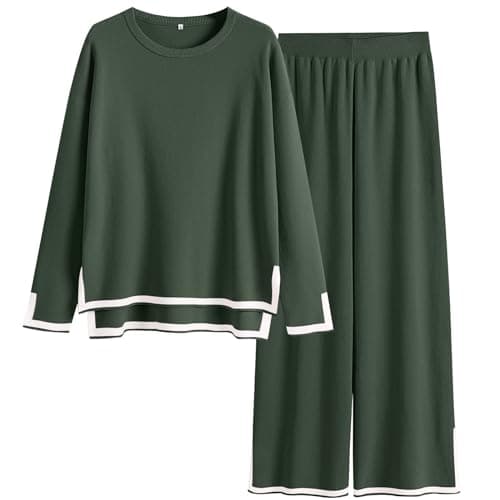 ANRABESS Women's Knit Sweater & Wideleg Pants Matching Sweatsuit Set