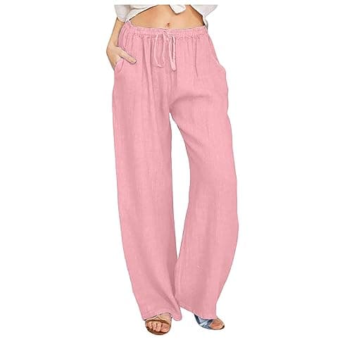 2024 Trendy Women's High Waist Loose Fit Linen Palazzo Pants