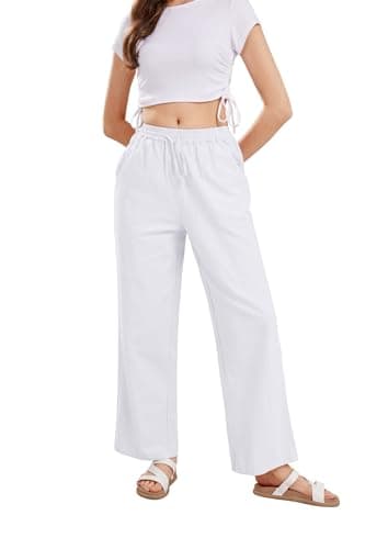 CHARTOU Women's Summer Wide Leg Loose Cotton Linen Pants