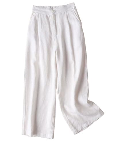 Aeneontrue Women's 100% Linen Cropped Palazzo Pants Trendy Summer Outfits