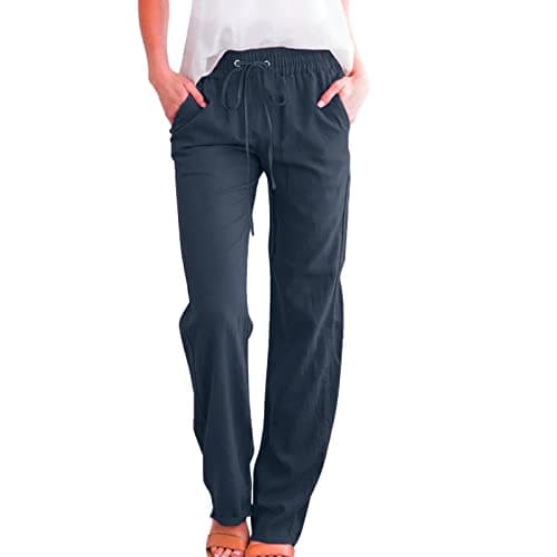 Casual Women's Lightweight Cotton Linen Drawstring Pants