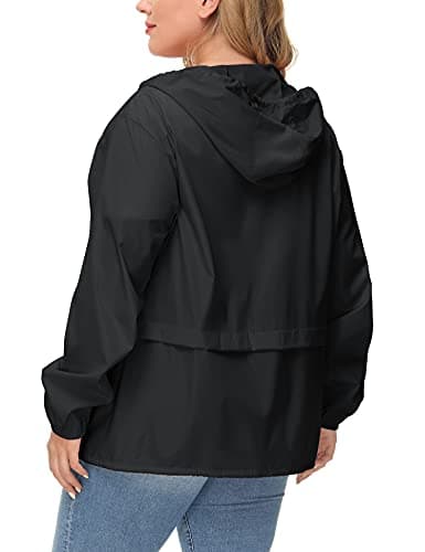 Avoogue Plus Size Waterproof Hooded Raincoat for Women