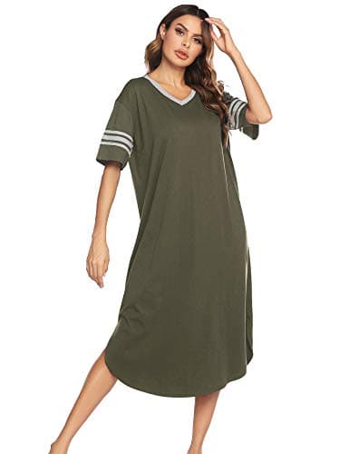Refined Title: Ekouaer Women's V Neck Nightgown, Oversized Loose Sleepwear Dress