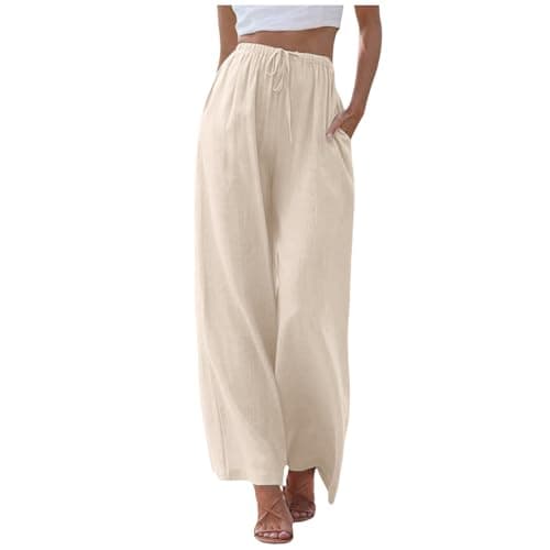 Women's Linen Summer Palazzo Pants with Pockets
