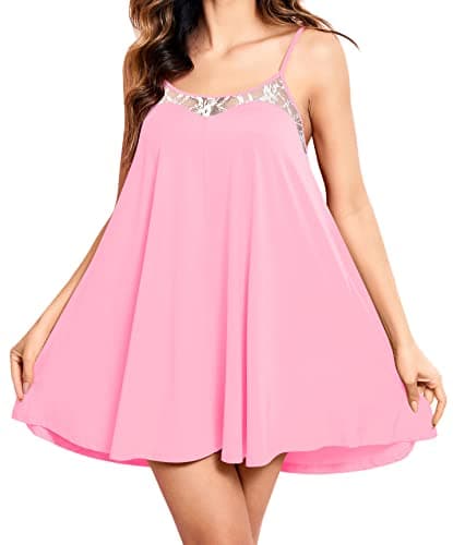 EkouaerSexyLingerieLaceChemiseSleevelessCamisoleNightgown