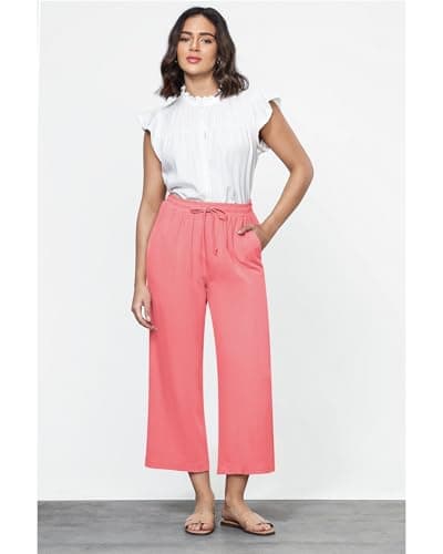 GRAPENT High-Waisted Wide Leg Linen Pants for Women Casual Summer Capris