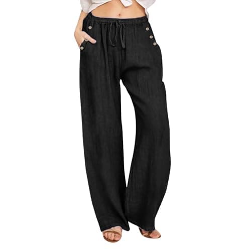 Nantdog Loose Summer Palazzo Pants with Pockets Plus Size
