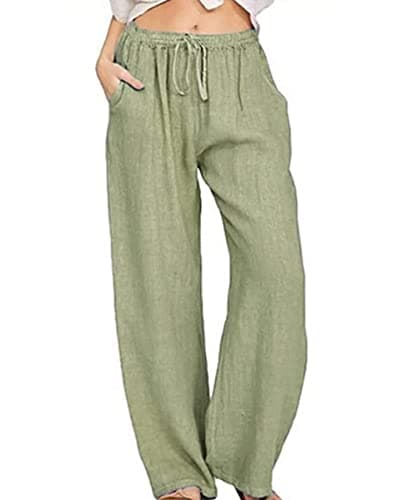 Yoeasy Women's High-Waisted Cotton Linen Drawstring Pants