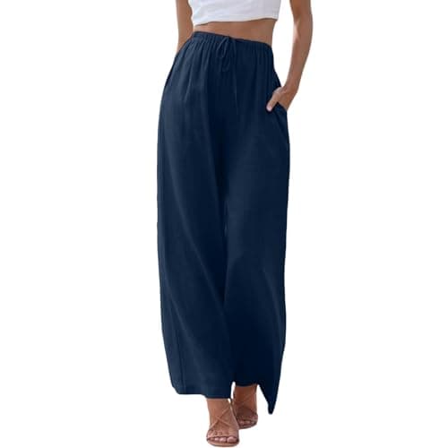 Women's Linen Summer Palazzo Pants with Pockets