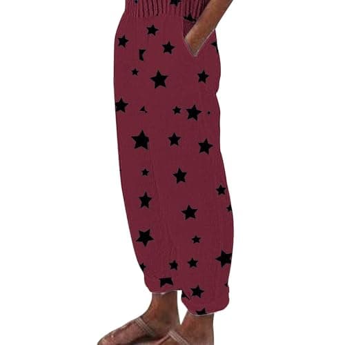 Women's Casual Star Print Linen Pants