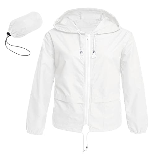 Zando Plus Size Women's Waterproof Hooded Raincoat Light & Packable