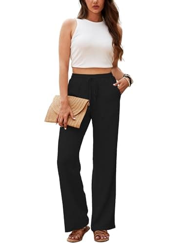 Nomad Women's HighWaisted Linen Pants Casual Drawstring Wide Leg with Pockets