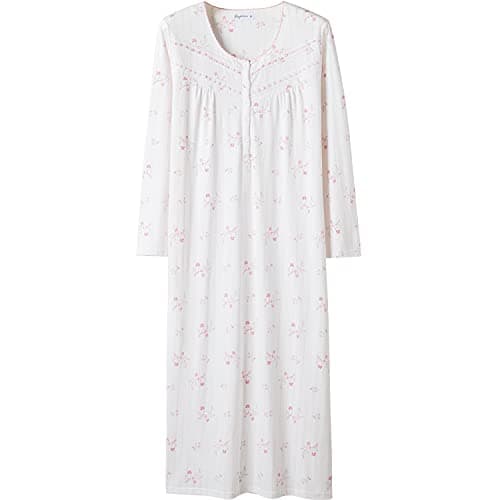 Soft Cotton Comfortable Women's Long-Sleeve Nightgowns by Keyocean