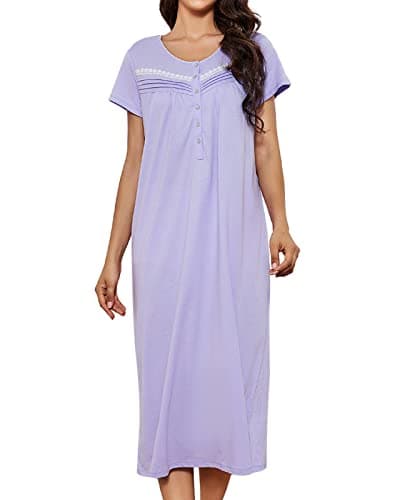 IZZY + TOBY Women's Soft Cotton Nightgowns Long Sleeve Pajamas