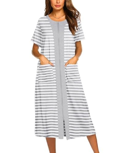 Ekouaer Soft Zipper Bathrobe for Women with Pockets
