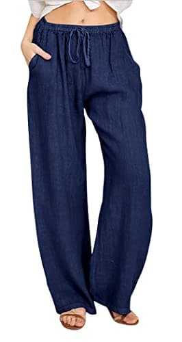 CHARTOU Women's Summer Wide Leg Loose Cotton Linen Pants