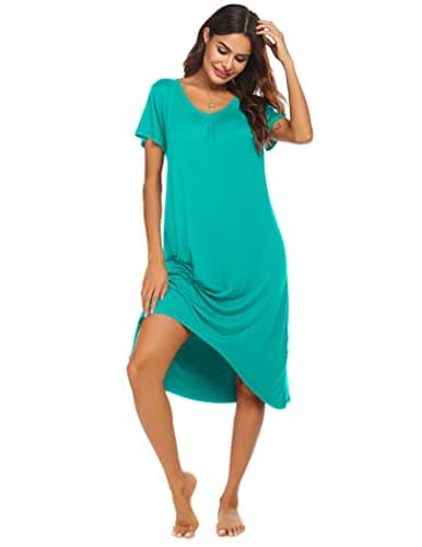 Ekouaer Comfy Plus Size Womens Short Sleeve Sleepwear S-3XL