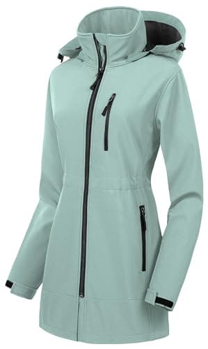 CREATMO Women's Lightweight Waterproof Softshell Jacket Fleece Lined Windbreaker