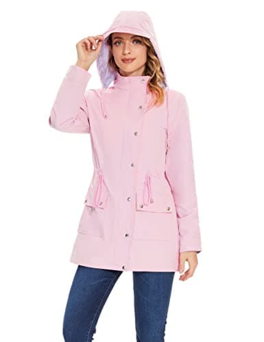 Women's Waterproof BBX Lephsnt Rain Jacket Lightweight Hooded Trench Coat