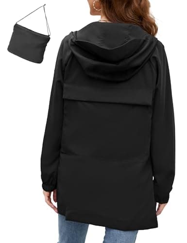 Bloggerlove Women's Lightweight Waterproof Raincoat with Hood Outdoor Windbreaker