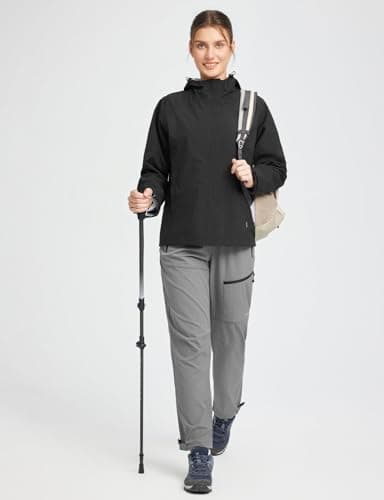 Baleaf Womens Waterproof Hooded Rain Jacket for Hiking Travel