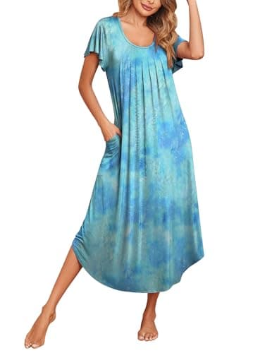 Ekouaer Soft Flare Sleeve Sleepshirt M-3XL