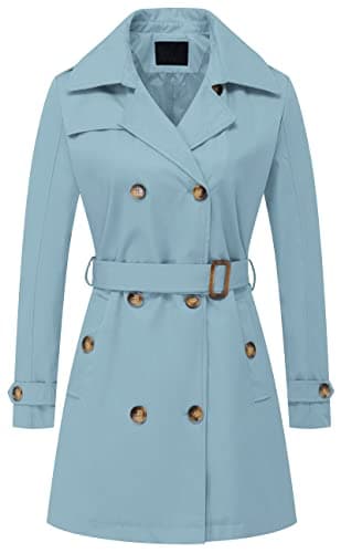 Chrisuno Women's Mid-Length Double Breasted Trench Coat with Hood