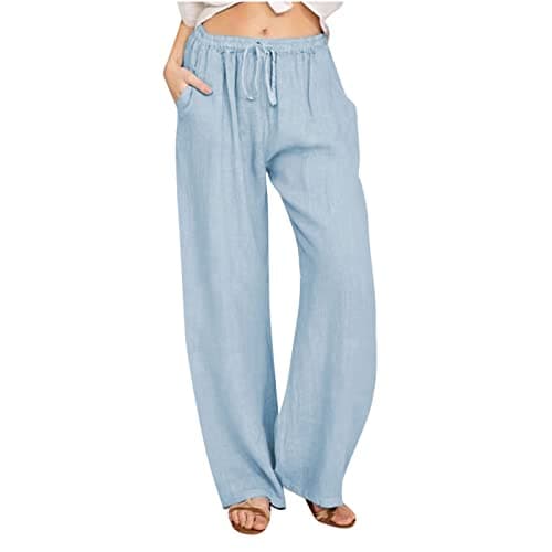 2024 Trendy Women's High Waist Loose Fit Linen Palazzo Pants
