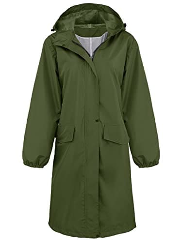 SaphiRose Women's Lightweight Waterproof Long Hooded Rain Jacket