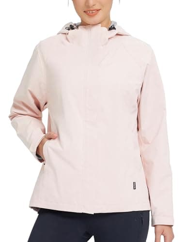 Baleaf Womens Waterproof Hooded Rain Jacket for Hiking Travel