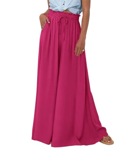 BTFBM Women's Summer Floral Wide Leg Palazzo Pants with Pocket