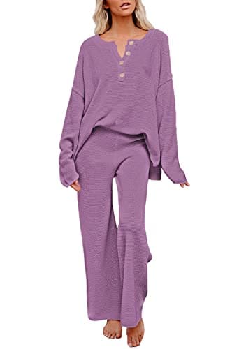 Viottiset Women's 2 Piece Sweatsuit Wide Leg Pants Loungeewear