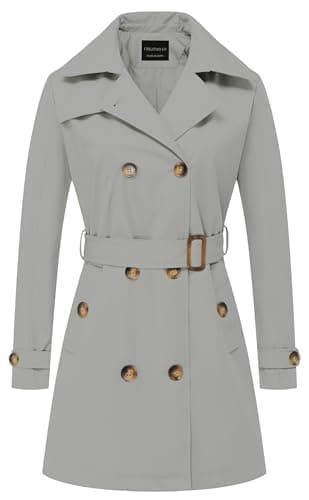 Chrisuno Women's Mid-Length Double Breasted Trench Coat with Hood