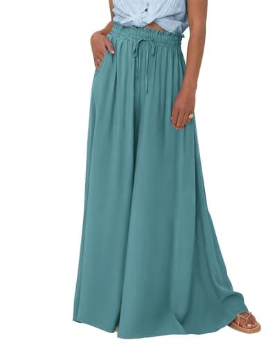 BTFBM Women's Summer Floral Wide Leg Palazzo Pants with Pocket