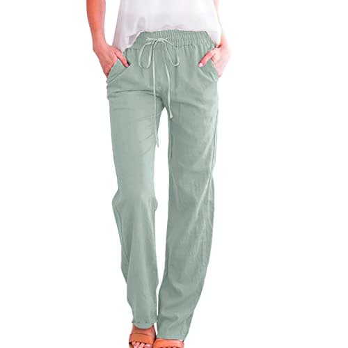 Casual Women's Lightweight Cotton Linen Drawstring Pants
