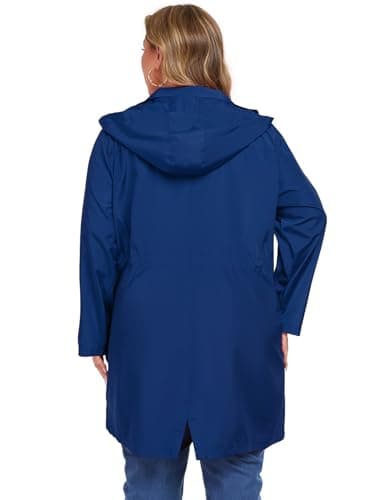 ZOMVA Plus Size Lightweight Hooded Raincoat with Pockets