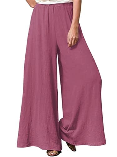 Hisanny Women's Plus Size Wide Leg Linen Palazzo Trousers with Pockets L, 5XL