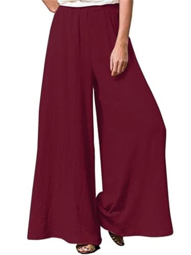 Hisanny Women's Plus Size Wide Leg Linen Palazzo Trousers with Pockets L, 5XL