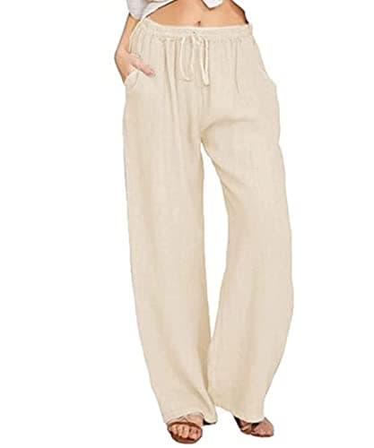 Yoeasy Women's High-Waisted Cotton Linen Drawstring Pants