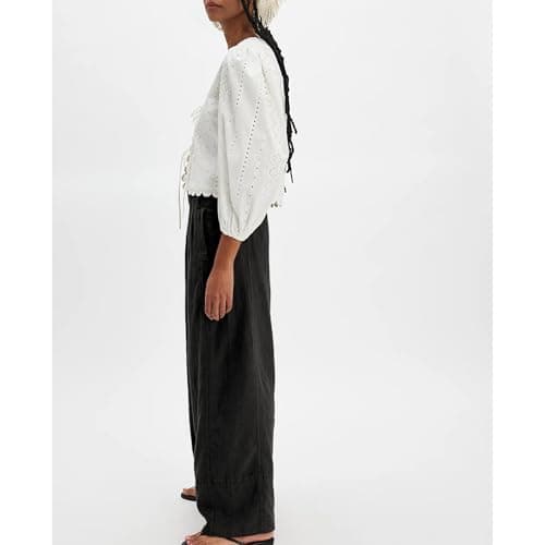 SeeLuNa Women's Cotton Boho Wide Leg Pants with Pockets