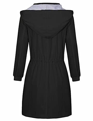 Bloggerlove Striped Rain Jacket with Plaid Lining Rain Jacket Black XL (Bundle)