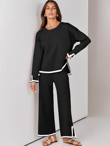 ANRABESS Women's Knit Sweater & Wideleg Pants Matching Sweatsuit Set